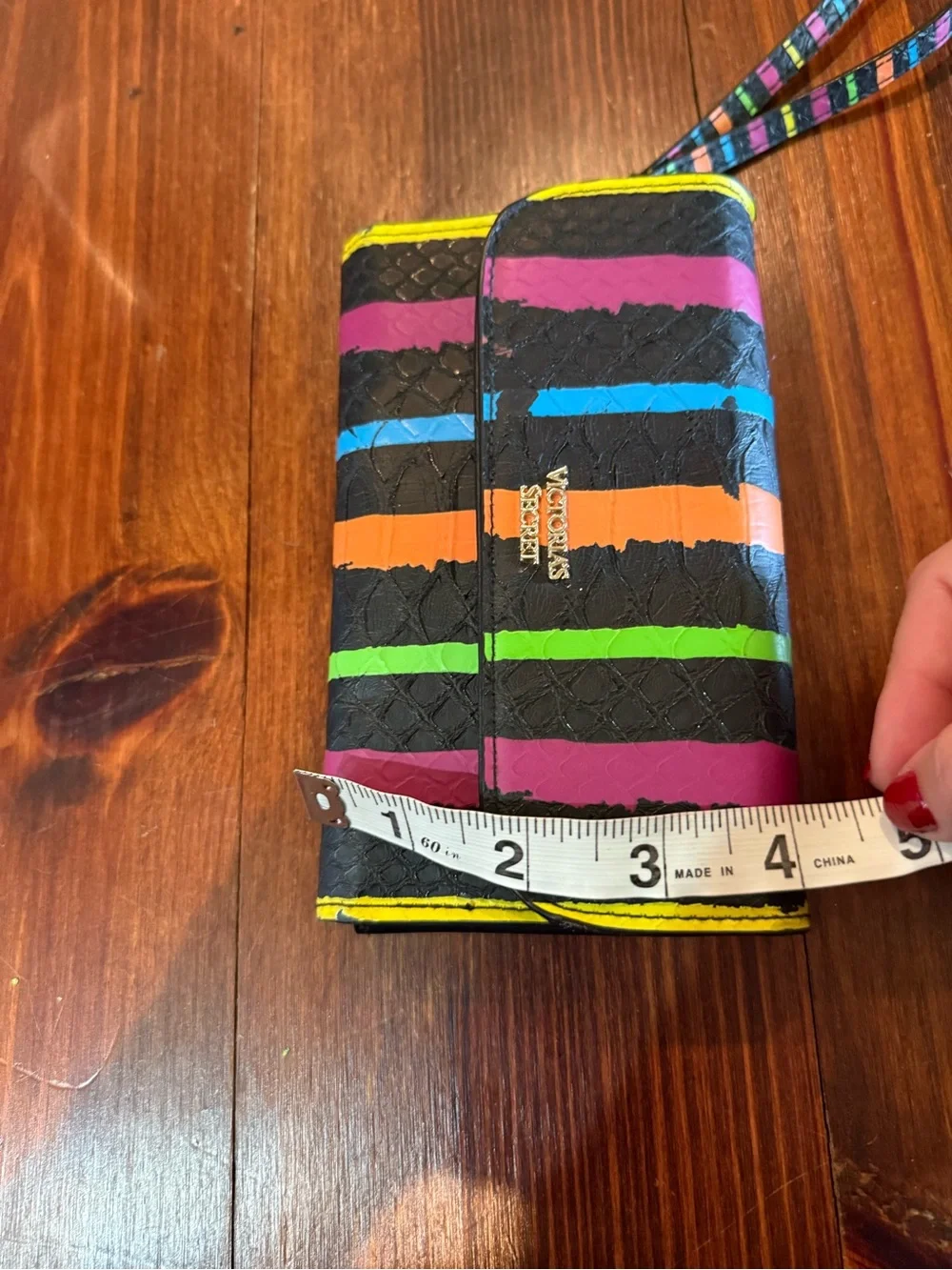 Victoria's Secret Black Wristlet with Multicolor Stripes